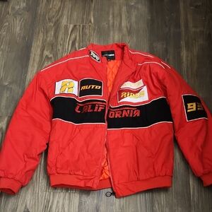 Fashion Nova Red California Bomber Jacket